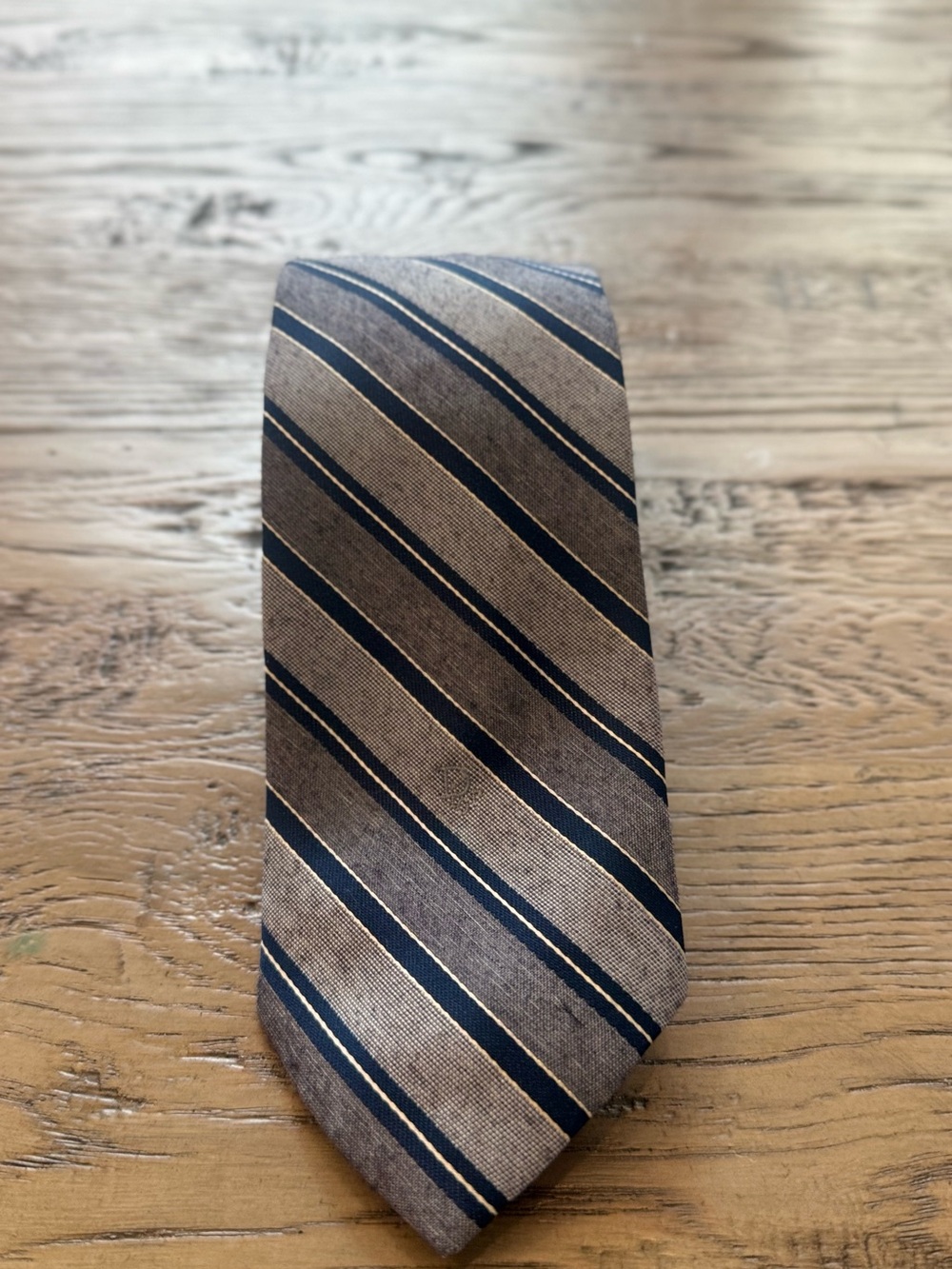 Dior Men's Diagonal Stripe Tie in Brown and Navy